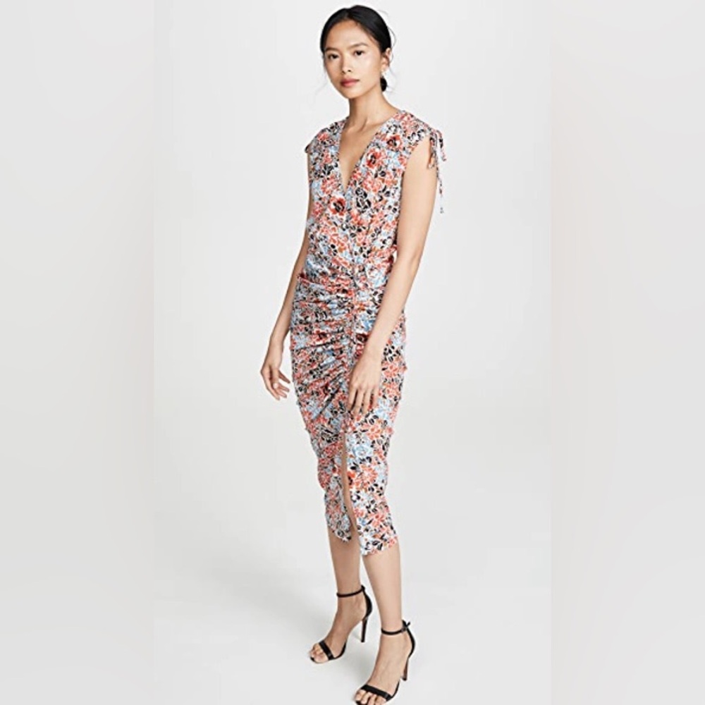 NWT Veronica Beard Teagan Stretch Silk Dress Red Multi Floral  6